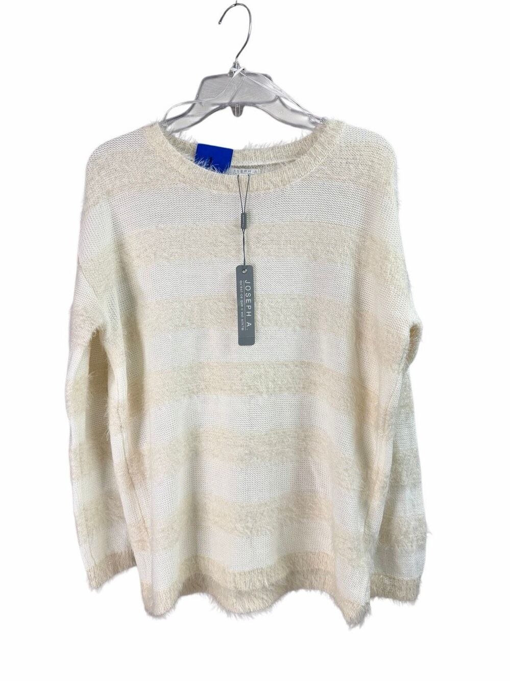 Joseph A Large NWT Eyelash Stripe Sweater Acrylic Nylon Soft Cozy Knit Pullover